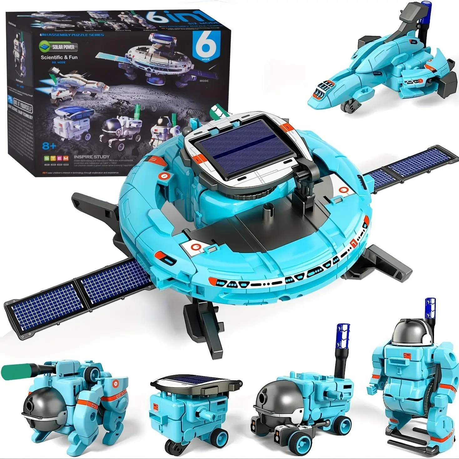 6-in-1 STEM Solar Robot Kit - Space-Themed Educational Toy for Kids, Creative Learning, Hands-On Science Projects, Fun Birthday & Holiday Gift