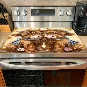 1 Cute Cartoon Dog Head Stove Mat - High Altitude Cow Design, Anti slip and Heat resistant Kitchen Decoration, Adding Style to Warm Home and Fashionable Restaurant, Oven Mat, Stove Water Absorbing Mat, Thermal Insulation Mat, Kitchenware