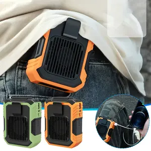 Portable Waist Fan, Clip on Fan, 4000mAh Cool Clip Fan Under Shirt, Wearable Belt/Neck Personal Cooling Fan with Light, with LED Light, USB Rechargeable Battery, for Outdoor Camping