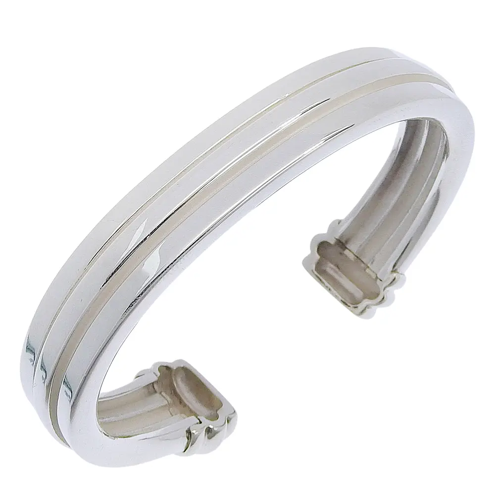 Pre-owned Tiffany & Co. Sterling Silver 925 (Ag925) Small Leather Goods Grooved Silver Bangle