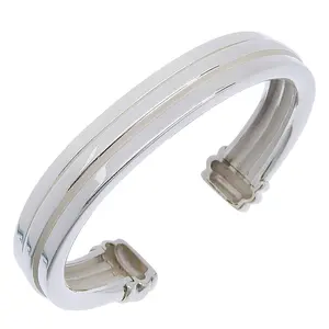 Pre-owned Tiffany & Co. Sterling Silver 925 (Ag925) Small Leather Goods Grooved Silver Bangle