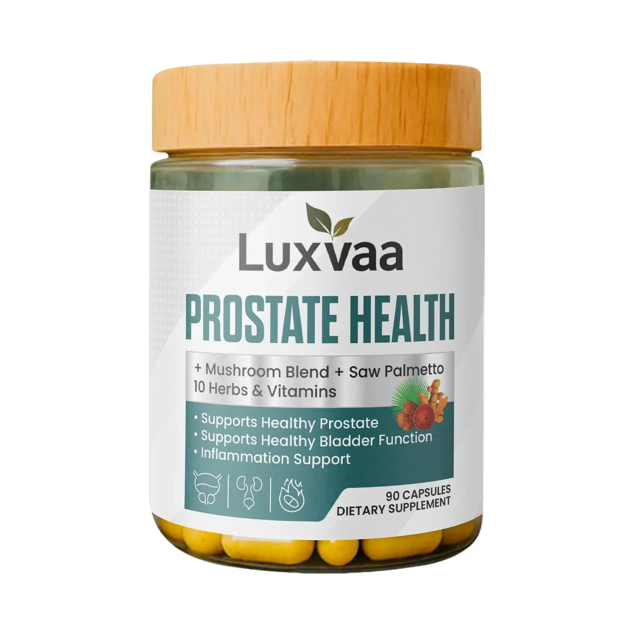 Men's Prostate Health Dietary Supplement for Adults - Vegan 500-600mg Saw Palmetto Blend, Herbs, Minerals, Botanical Extracts, Zinc, Easy-to-Take Capsules, Non-GMO, 90 ct, Supports Urinary Flow, Made in USA, GMP Certified, 500-600 Mg (Base On Blend Portio
