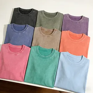 3 Pack Oversized 100% Cotton Vintage Washed T-Shirts, Unisex Blank Acid Wash Tees, Retro Distressed Loose Fit Casual Streetwear Tops for Men & Women