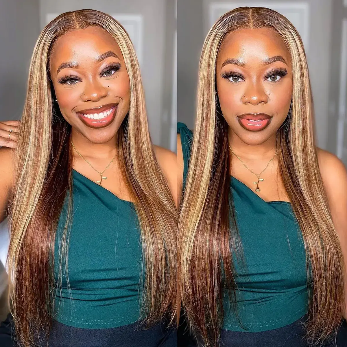 Mscoco Hair Honey Blonde Glueless Highlight Body Wave & Straight Hair Wig 6x5 Wear And Go Hd Lace Wig Beginner Friendly Colored Hair Wig