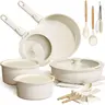 Astercook 20pcs Non-Stick Pots and Pans Set with Detachable Handle, Oven Safe, Stackable, Non-Stick RV Kitchen Cooking Set Modern Aluminum Dishwasher Safe,familyfun