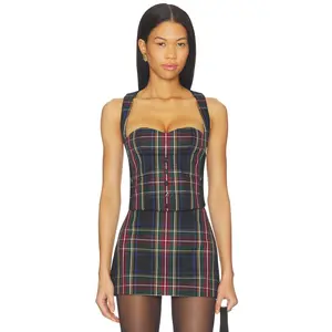 retrofete Donella Waistcoat in Black Tartan retrofete Donella Waistcoat in Black Tartan