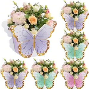 6 Piece Butterfly 3D Hollow Flower Box Set, Decorative, Ideal for Floral Arrangements, Wedding Decor, Tea Party Gift Boxes, Birthday, Home Decoration, Decorative Flowers