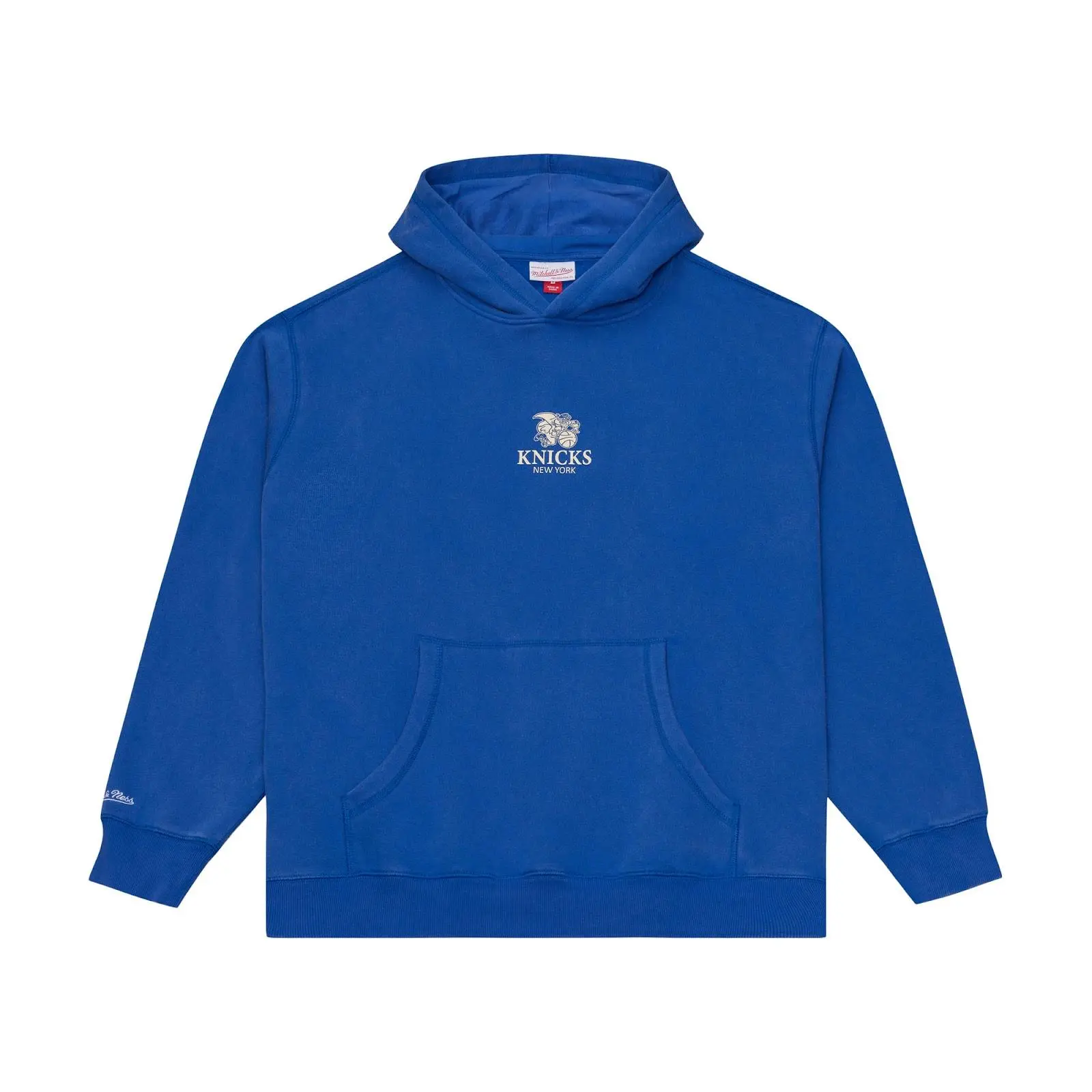 New York Knicks Blue Core Essentials Fleece Hoodie NBA Throwback Sweatshirt Vintage Fan Gear Mitchell & Ness