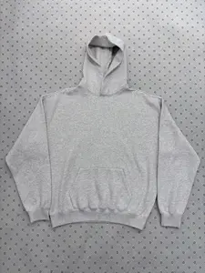 Gray Color Oversized Pullover Hoodie Women Men Streetwear Cozy Unisex Cropped Fit Sweatshirt Casual Soft Long Sleeve Outfit - Beige