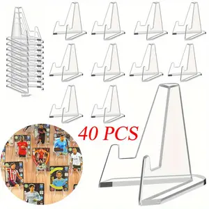 40 Pack Small Acrylic Transparent Display Stand - Size 2 x 1in, Stable Anti Tipping Base, Suitable for Medals, Coins, Baseball Cards, Collectibles - with Display Stand, Auction, Home/office Use