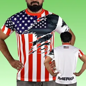 Unisex USA & Flag Jersey, Men's Patriotic All Over Print Casual Tee, Gift For Him Her