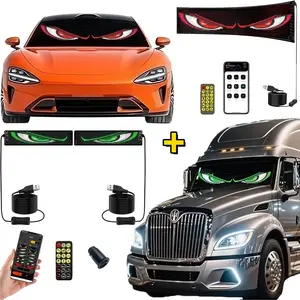 Automotive Demon Eye LED Light Set - 1 Demon Eye Panel Or 2 Synchronized Demon Eye Panels, Ultra-thin Flexible Programmable LED Display, APP + Remote Control, Text/Animations Rolling Display, USB Power Supply, Sedan/Truck Windshield Cool Atmosphere Light