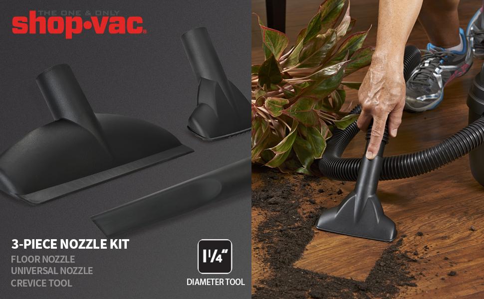 #backtoschool Shop-Vac 3-Pack Nozzle Kit, 1-1/4 Inch Diameter for Wet/Dry Use, Includes Gulper, Crevice and Floor Tool