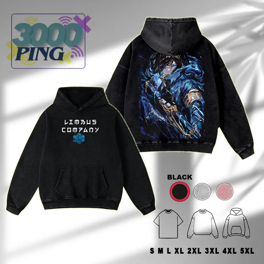 Limbus Company Hoodie & T-Shirt Blue Rose Sinner Graphic, Vintage Acid Wash Apparel, Project Moon Game Merch, W Corp Aesthetic Pullover, Unisex Cotton Top