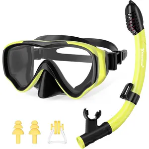 U PHITNIS  Snorkel Set for  4-14 - Dry Top Snorkeling Gear for  Junior & Youth - Childs Diving Mask with Big Eyes for Boys Girls - Anti-Fog Snorkeling Mask and Snorkel Set