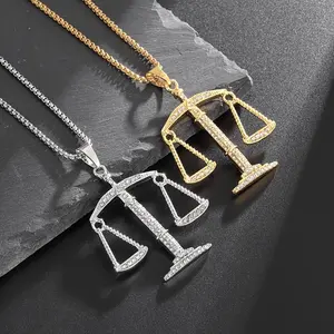 1pc Exquisite Justice Scale Pendant Necklace For Men Women, Trendy Charm Fashion Hip Hop Shiny Cool Lucky Jewelry Gift