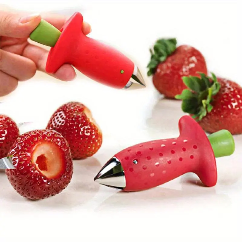 1pc, Easy-to-Use Stainless Steel Strawberry Corer For Effortless Stem Removal In The Kitchen, Fruit, Kitchen Gadget, Strawberry Cutter