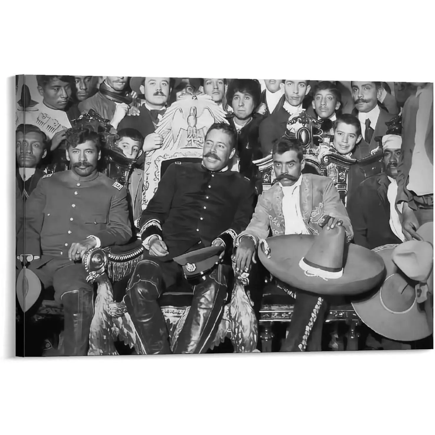 Emiliano Zapata Mexican Revolution 22-Inches Black And White History Retro Art Poster, Artistic Canvas Wall Art, Indoor Home Decor Room Accessories