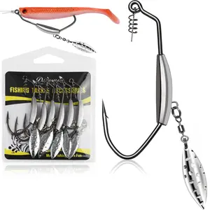 12PCS/44PCS Weighted Swimbait Hooks 3/0 4/0 5/0 V Bend Design for Bass Fishing Saltwater Freshwater Weedless Hooks with Screw-lock Bait Keeper and Keel-shaped Weight,summervibes