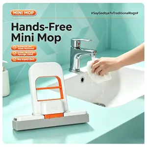 Portable Hands-Free Mini Mop for Home Cleaning, Kitchen Use - Replaceable Sponge Head, Fast Water Absorption for Small Messes