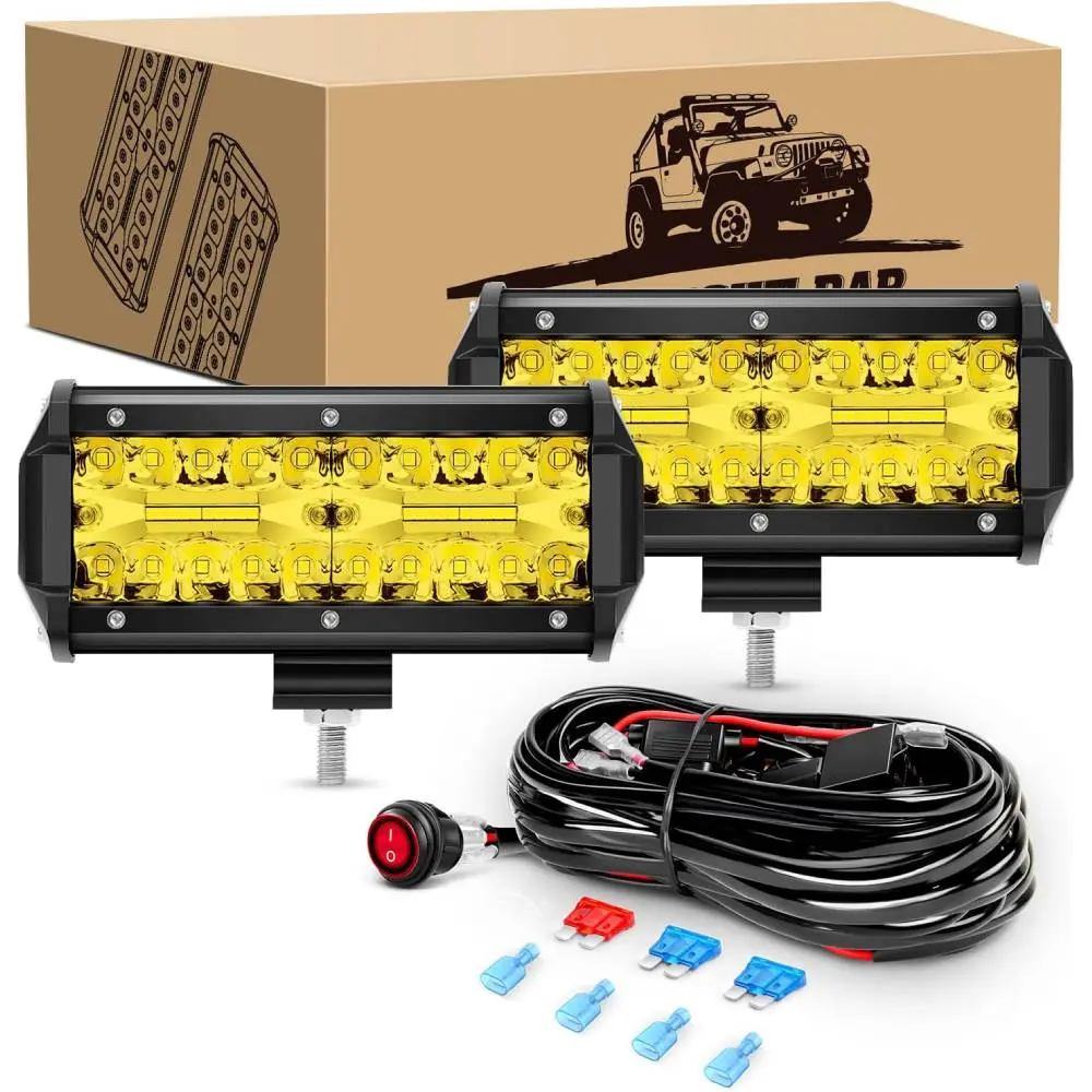 6.5 Inch 120W Amber LED Pods with wiring harness