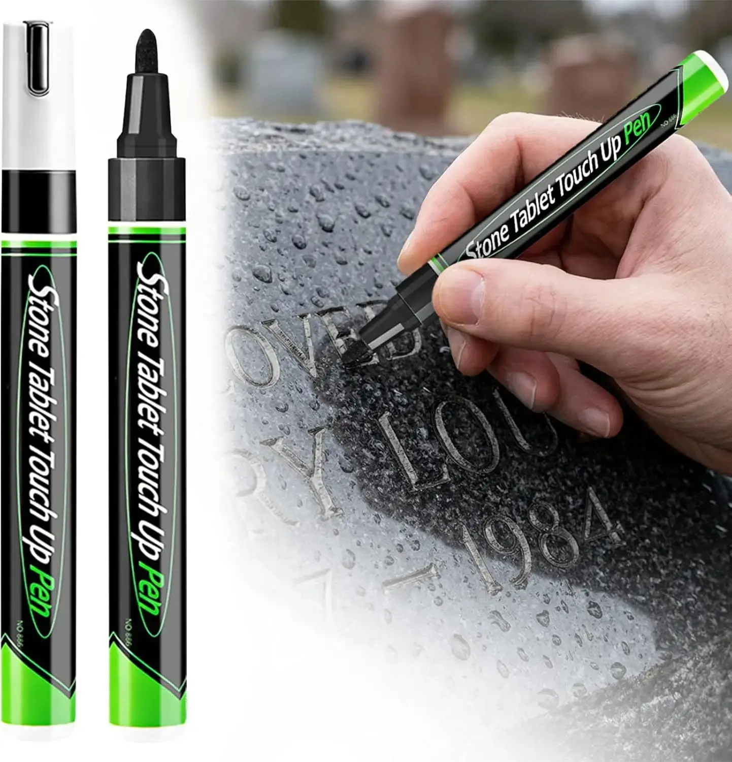 Tombstone Marker Pen Stone Touch-Up Pen for Restoring Faded Grave Inscriptions Waterproof Strong Coverage for Gravestone Letter NONE