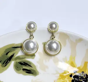 Ivory Bead Double Dangle Earring - Simple Design with Ivory Beads and Double Dangle Feature