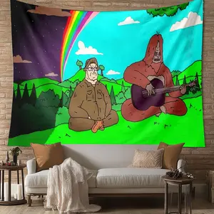 Cartoon Pattern Tapestry, Psychedelic Cartoon Tapestry, Wall Hanging Decor for Home Living Room Bedroom, Van Gogh Starry Night Tapestry