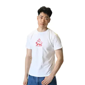 Rogue Bull White T-Shirt with Red Bull Graphic on Front - Graphic Athletic Comfort Crew Neck Half Sleeve Summer Tee for Men - Premium Cotton Spandex Blend Breathable Fabric