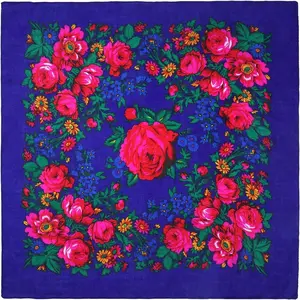 Bandana Printed Hair Scarf Square Ukrainian  Scarf Floral Babushka  Scarf for Women 30"/42"/60"