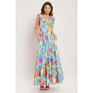 PINEAPPLE PARADISE WOVEN MAXI DRESS