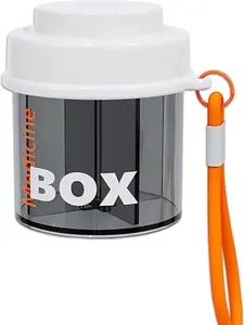 Portable Pill Dispenser - Wide-Opening Medicine Organizer, Anti-Mixing Bottle for Travel Healthcare (White)