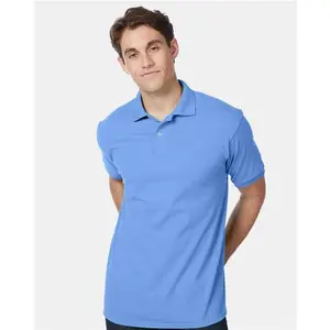 Custom Embroidered - Hanes - Men's Ecosmart® Jersey Polo - Carolina Blue - 054X