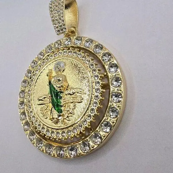 SAINT JUDE religious pendant rotable 60MM gold-plated with clear stone's NO CHAIN SAINT JUDE religious pendant rotable 60MM gold-plated with clear stone's NO CHAIN