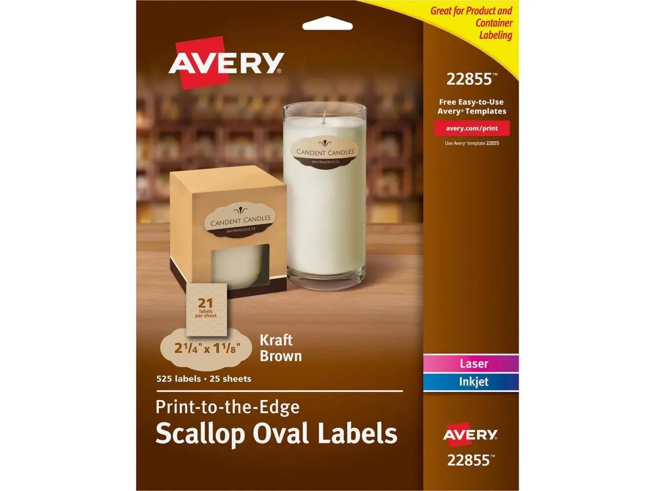 Avery Kraft Brown Scalloped Labels