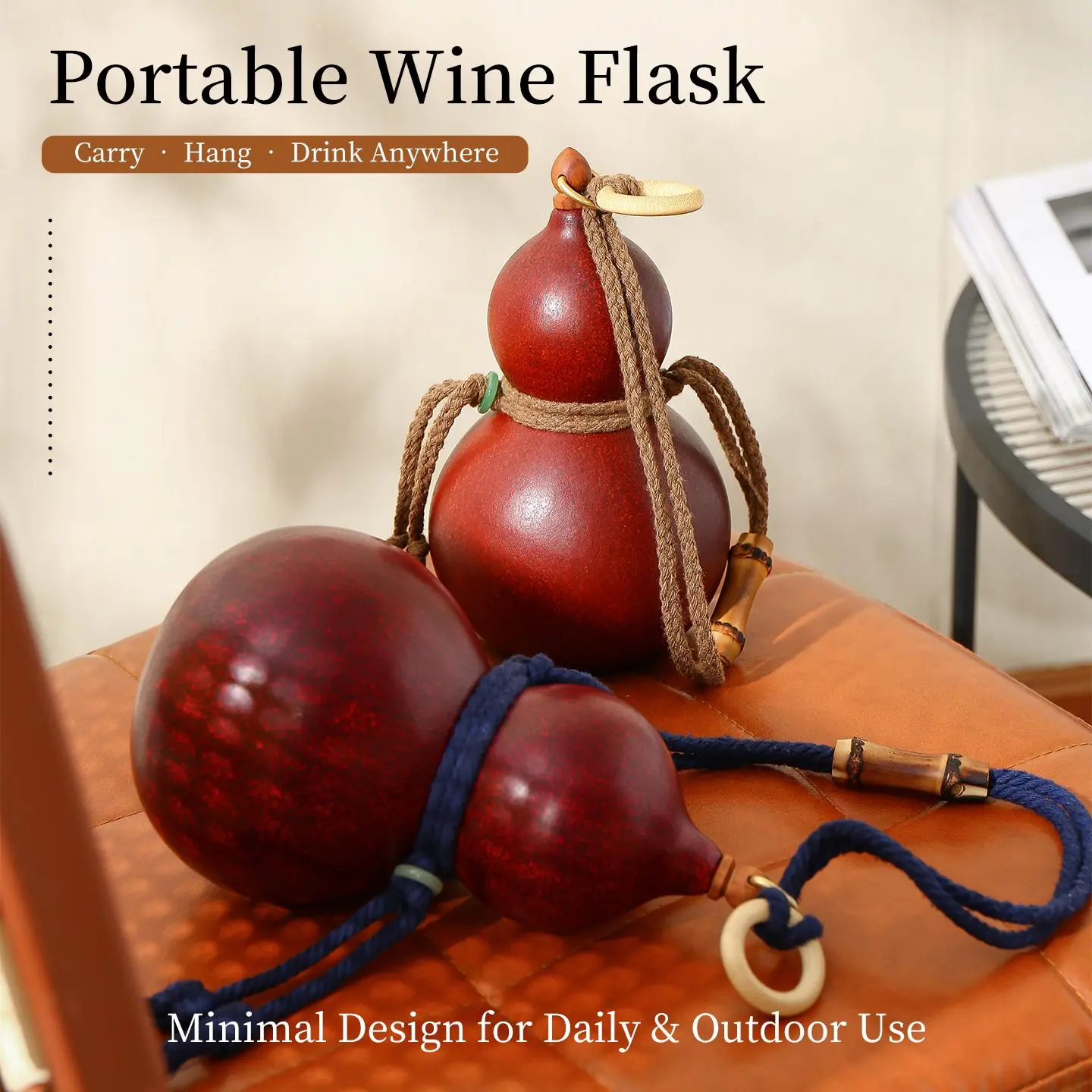 Artisan Natural Gourd Whiskey Flask Handmade Lacquer Drinking Bottle with Cork Stopper 500ml Portable Outdoor Camping Travel Flask Vegetable Drinkware Traditional
