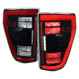 2021–2023 F-150 LED Tail Lights w/ Switchback Sequential Turn Signals (Black Housing / Clear Lens)