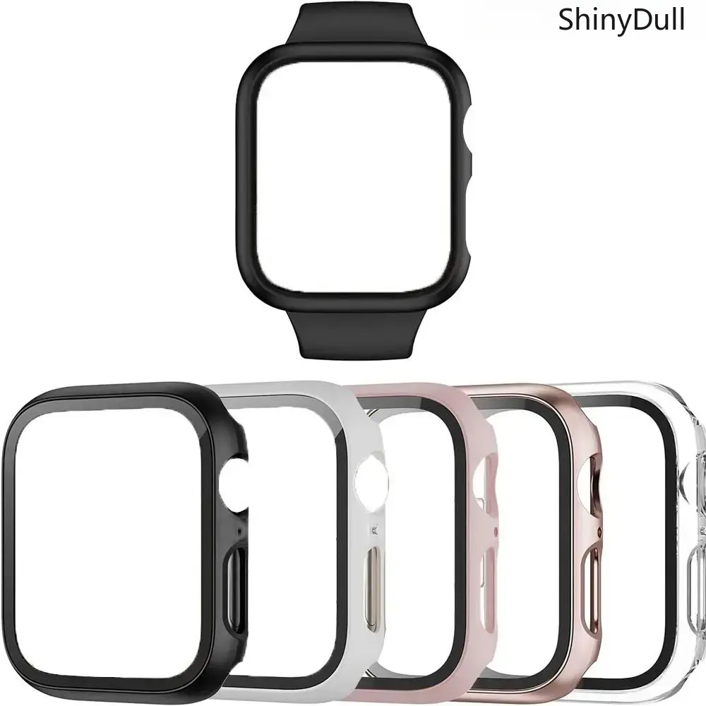 5-Pack Smart Watch Protective Case Cover Set 1 (Without Watch) - PC & Tempered Glass Anti-Drop Screen Protector Accessories with Connection Feature, for Series 1-10, SE & Ultra Wearable Devices (Sports Use), Polycarbonate (Pc)