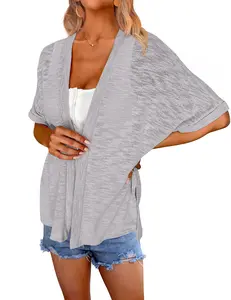 ZEAGOO Womens Lightweight Cardigan 2024 Summer Short Sleeve Cardigans Open Front Beach Coverup cardigan sweater crop cardigan