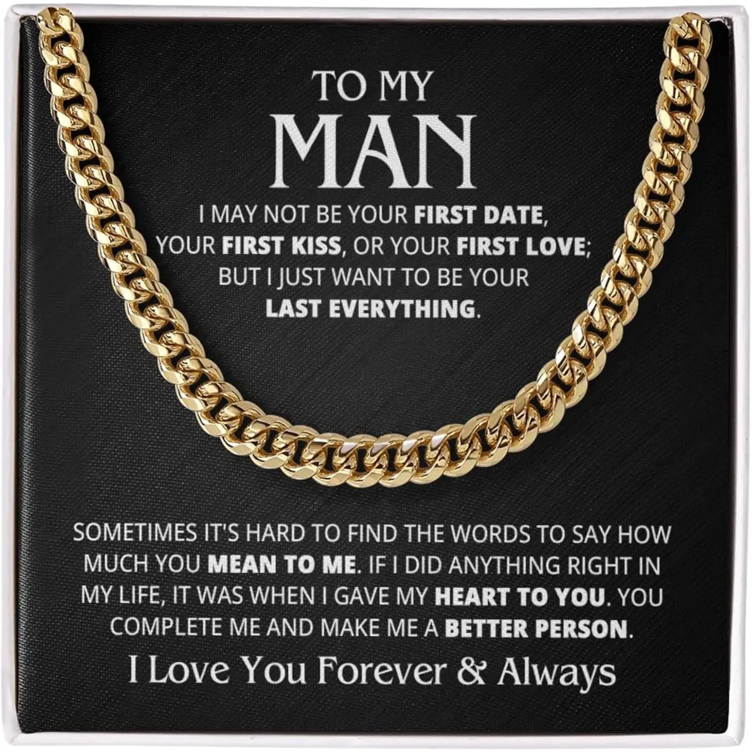I Love You Gifts For Him Husband Boyfriend Sentimental Gifts From Wife Girlfriend To My Man Birthday Gift Ideas Cuban Link Chain Necklace Jewelry For Anniversary Christmas Valentines Day Personalized Present For Men