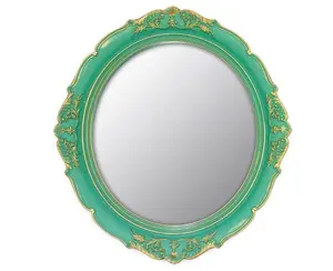 Vintage Decorative Wall Mirror 14.8 x 13.1 Inch Oval Mirror （Green