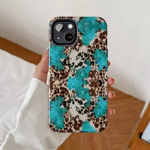 Cowhide Leopard Turquoise Phone Case, Western phone cases, Wild West Cover, Cowgirl Themed Gift Idea For Her, Cowboy gifts