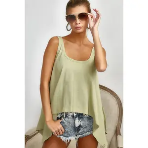 BiBi High and Low Flare Knit Tank Top