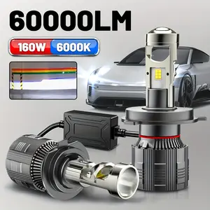 2pcs H7 H4 H9 H11 9005 9006 LED Headlight Bulbs 60000LM 160W 12-24V Canbus Error-Free Low Beam with Aviation Aluminum Cooling Fan Plug & Play for Cars Trucks SUVs
