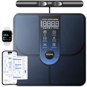 Smart Scale, Body Composition Scale with Handle, 8-Electrode Bathroom Scale for Body Weight, BMI, Muscle Mass, Body Fat Measurement Device with Bluetooth, Morphoscan Lite