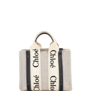 Pre-owned Chloé Canvas Plain Tote Bags REBAG Chloe Woody Tote Canvas with Leather Small by Rebag