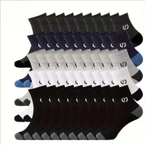 20 Pairs Men Mid Length Socks Fashionable Letter Suitable Daily Outdoor Wear Anti Odor Sweat Absorbing Breathable Casual SocksGift