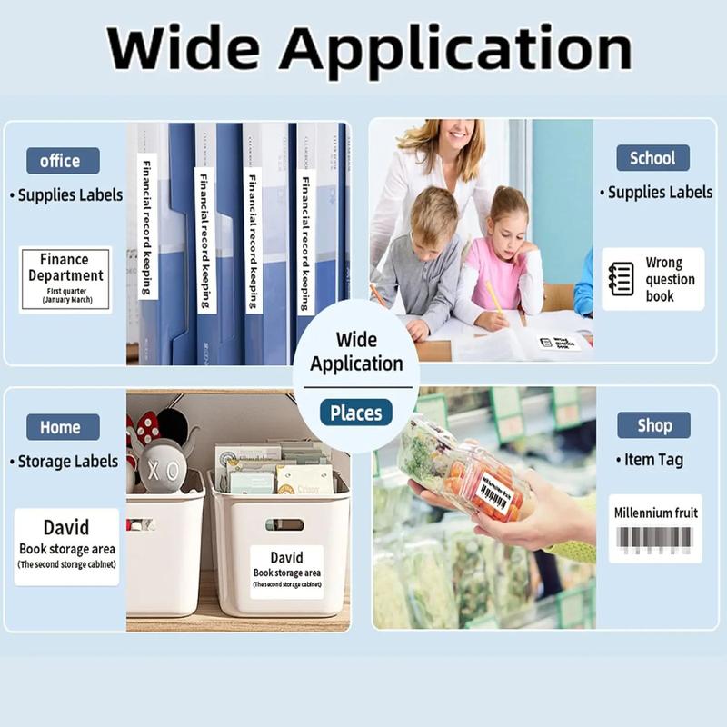 Portable thermal paper, self-adhesive, suitable for use in schools, offices, and homes. Can be used to print clothing labels, spice jar labels, name tags, with a waterproof, oil-resistant, and durable design.