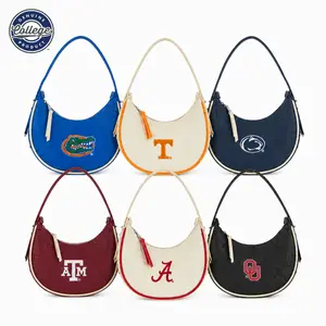 NCAA Crescent Shoulder Bag for Women - Stadium Approved Bags, Leather Underarm Purse with Zipper Closure for Game Day | Fans Bags,Texas Tech/Oklahoma Sooners/Florida Gators/Tennessee Volunteers/North Carolina Tar Heels/Penn State Nittany Lions,017