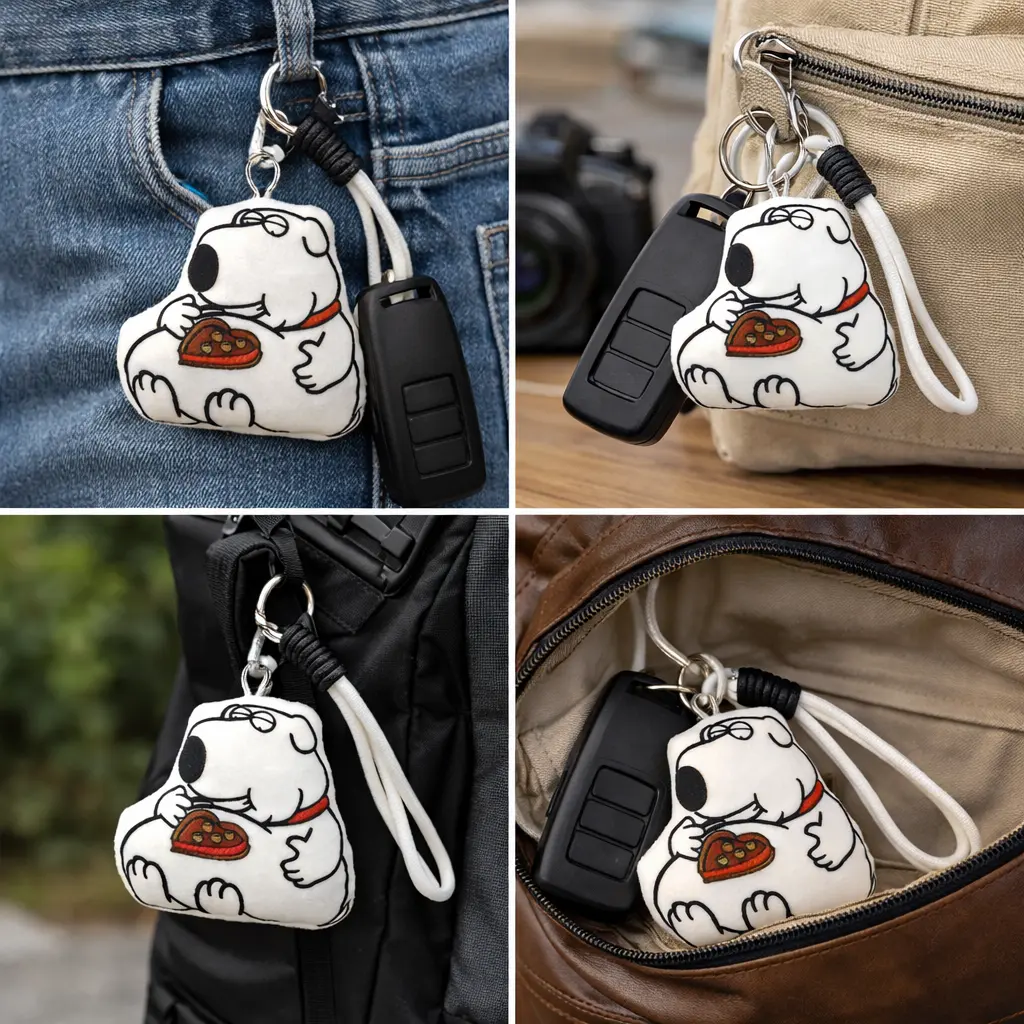 Funny Talking Brian Dog Keychain Toy Gag Gifts White Elephant